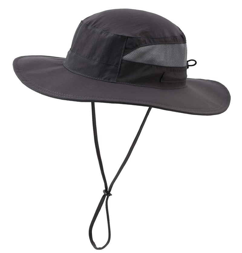 Connectyle Womens Summer Mesh Boonie Sun Hat Wide Brim UV Protection Fishing Hat (Deep Grey) - Image 1